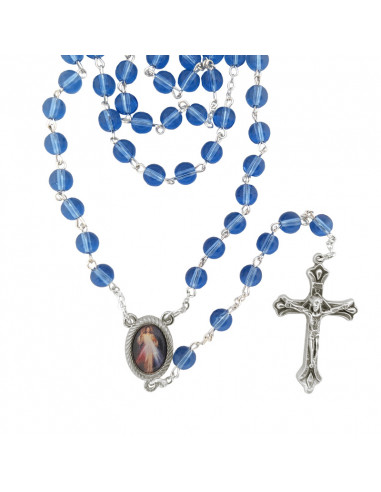 Rosario Cristal Liso 6mm Azul Claro