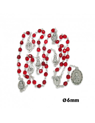 Rosario Cristal Tallado Rojo 6X4mm...