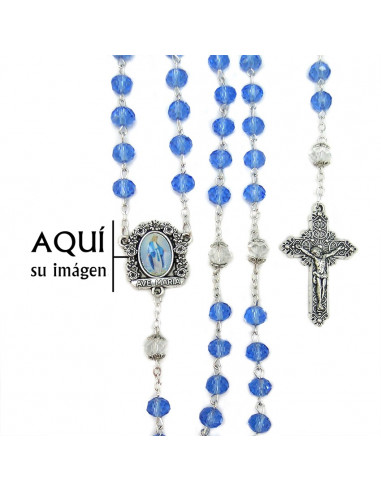 Rosario Cristal Azul Claro Oval 8x6mm...