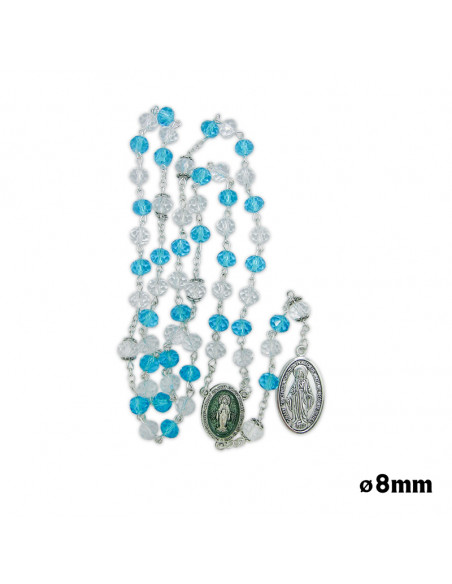 Rosario Cristal Medalla Milagrosa Oval 8x6mm Paters Trasparentes Con Copetas