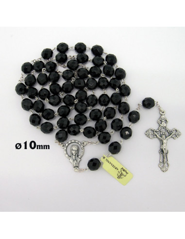 Rosario Cristal Tallado 6Mm Negro Con...