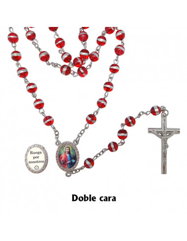 Rosario Cristal Liso 6Mm Rojo Con...