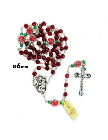 Rosario Cristal Tallado 6Mm Rojo...