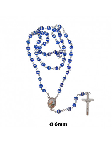 Rosario Cristal Tallado 6Mm Azul Con...