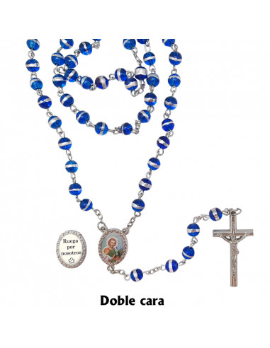 Rosario Cristal Tallado 6Mm Azul Con...