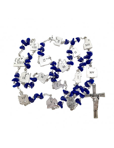 Rosario Cristal Tipo Lagrima Via Crucis Estaciones Metal