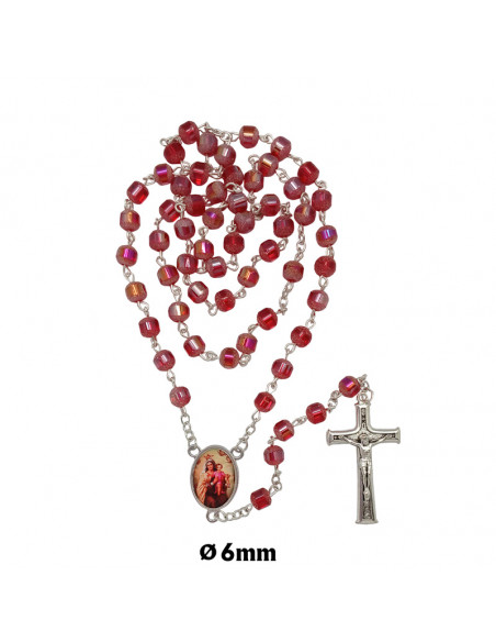 Rosario Cristal Forma Cubo 6x6mm rosa