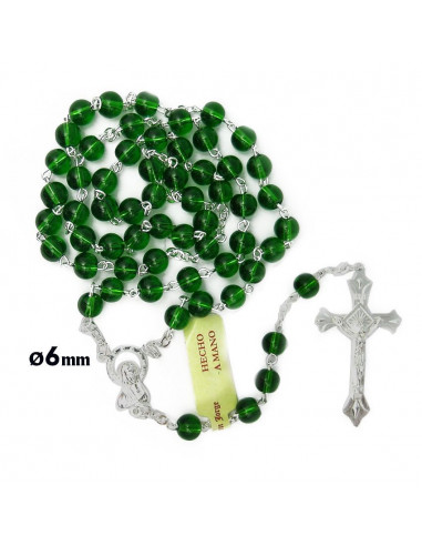 Rosario Cristal Liso 6Mm Verde Con...