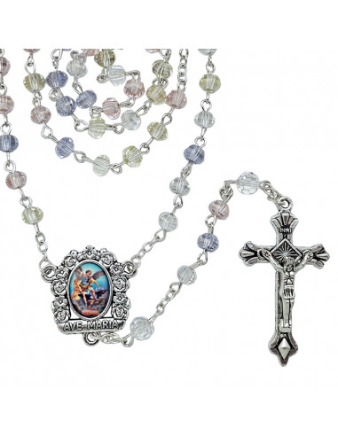 Rosario Cristal Liso 6Mm Azul Con...