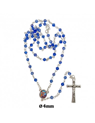 Rosario Cristal rombo tallado 4mm azul