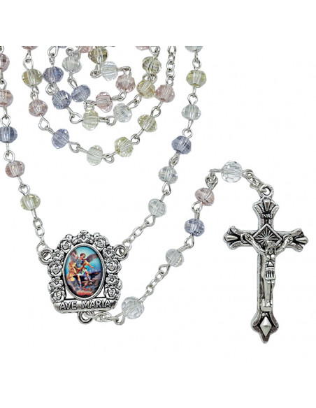 Rosario Cristal Tallado 6Mm Colores Surtidos Claros Corte Laminado