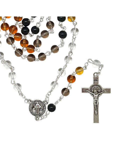 Rosario Cristal Liso 6Mm San Benito Multicolor Fases De Trasparente A Negro