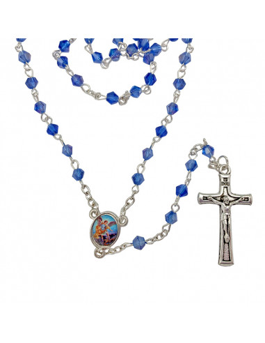 Rosario Cristal rombo tallado 4mm azul