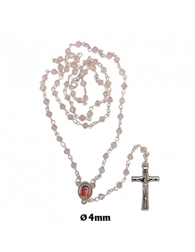 Rosario Cristal rombo tallado 4mm rosa