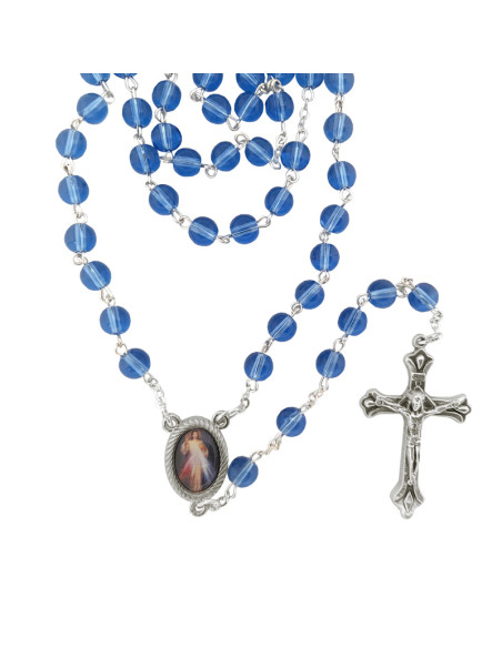 Rosario Cristal Liso 6Mm Azul Claro