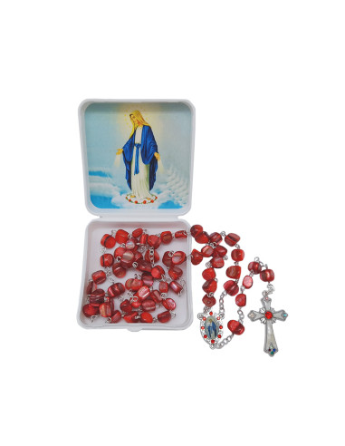 Decena Cristal 8Mm Copeta Rojo