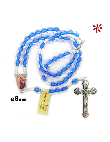 Rosario Cristal Liso 8Mm Azul Color...
