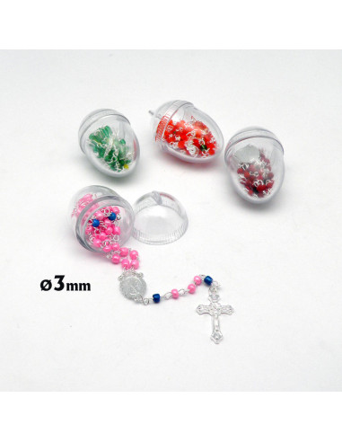 Rosario Cristal Liso 8Mm Estampado Azul