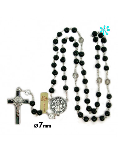 Rosario Cristal Negro 7Mm San Benito...