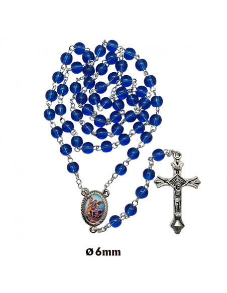 Rosario Cristal Liso 6Mm Azul intenso