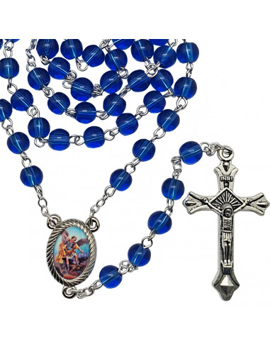Rosario Cristal Liso 6Mm Azul intenso