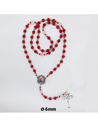 Rosario Cristal Tallado Rosa 6X4mm...