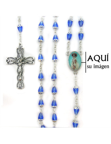 Rosario Cristal Azul Tipo Lagrima Con...