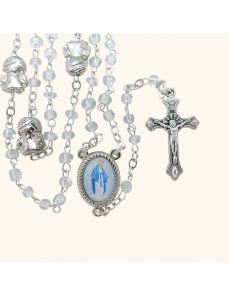 Rosario Cristal 4Mm Trasparente Mi Angel De La Guarda En Paters