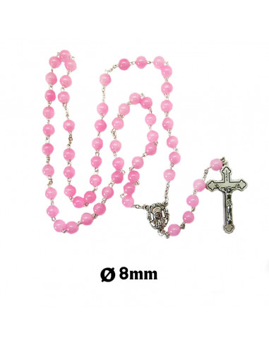 Rosario Cristal Liso 8Mm Rosa Con...