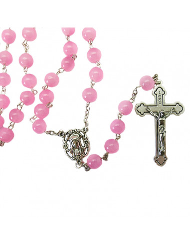 Rosario Cristal Liso 8Mm Rosa Con...