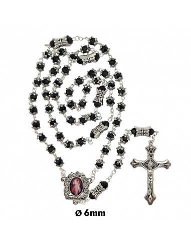 Rosario Cristal Tallado 6Mm Negro Con...