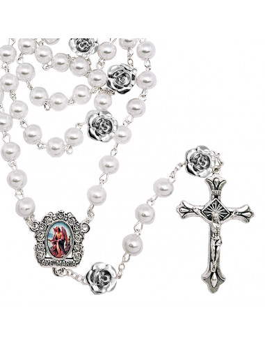 Rosario Cristal Liso Blanco 8Mm Con...