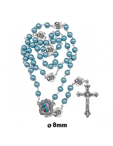 Rosario Cristal Liso Celeste 8Mm Con...