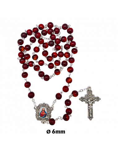 Rosario Cristal Liso 6Mm Rojo Intenso...