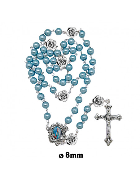 Rosario Cristal Liso Rojo 8Mm Con Paters Rosa 13Mm