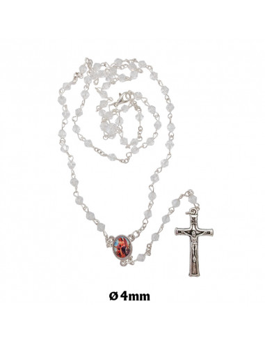 Rosario Cristal rombo tallado 4mm trasparente