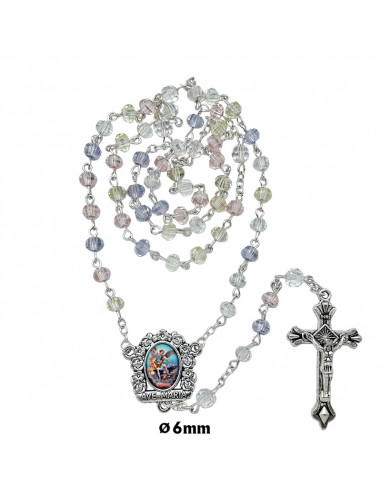 Rosario Cristal Liso Satinado Rojo 6M...