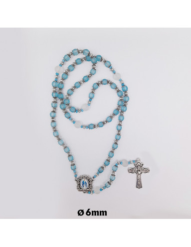 Rosario Cristal Liso Satinado Azul 6M...