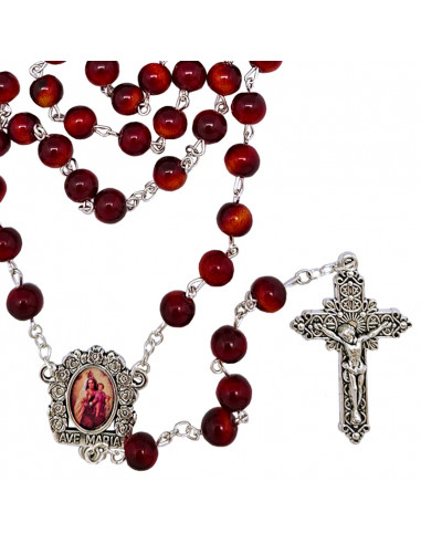 Rosario Cristal Liso 8Mm Rojo Intenso...