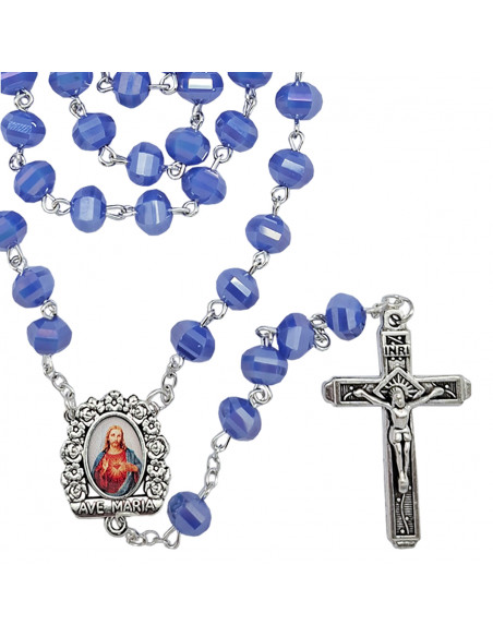 Rosario Cristal Rojo Tipo Piedra Liso 6Mm Con Copetas Paters 8Mm