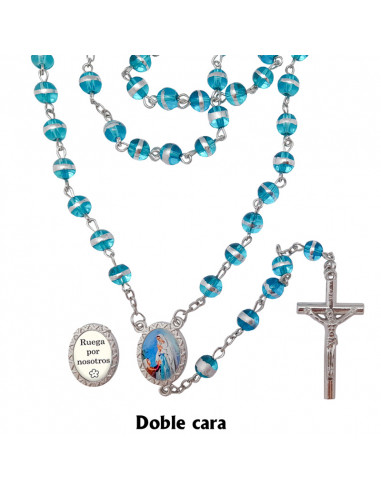 Rosario Cristal Liso 6Mm Azul Celeste...