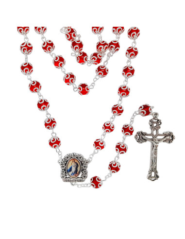 Rosario Cristal Liso 8Mm Rojo Con...