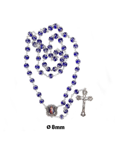 Rosario Cristal Liso 8Mm Azul Con...