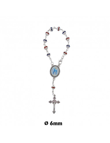 Decena cristal rojo y azul 6mm con copetas