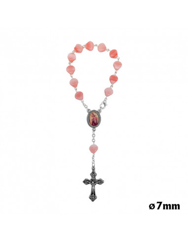 Decena Cristal Rosa Conchas Santiago 7mm