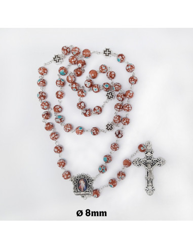 Rosario Cristal 8Mm Marron Con Puntos...