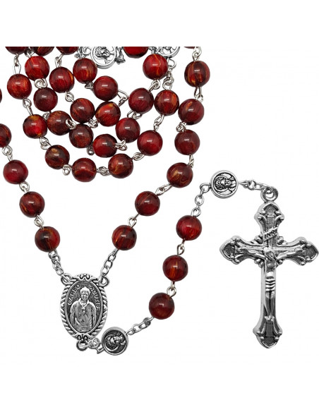 Rosario Cristal Liso 8Mm San Carlo Acutis con medallas en los paters