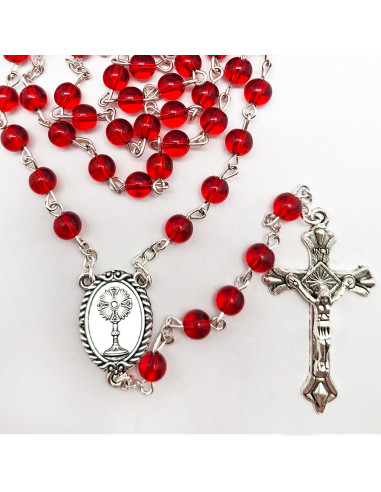 Rosario Cristal Liso rojo 6Mm San...