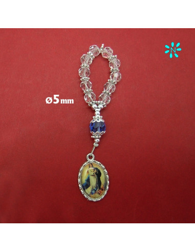Rosario Decena Dedo Cristal Con Pater Azul Y Medalla Para Personalizar
