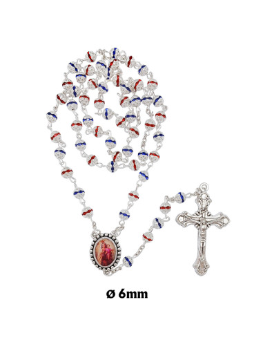 Rosario Cristal Rojo Y Azul 6Mm Con...
